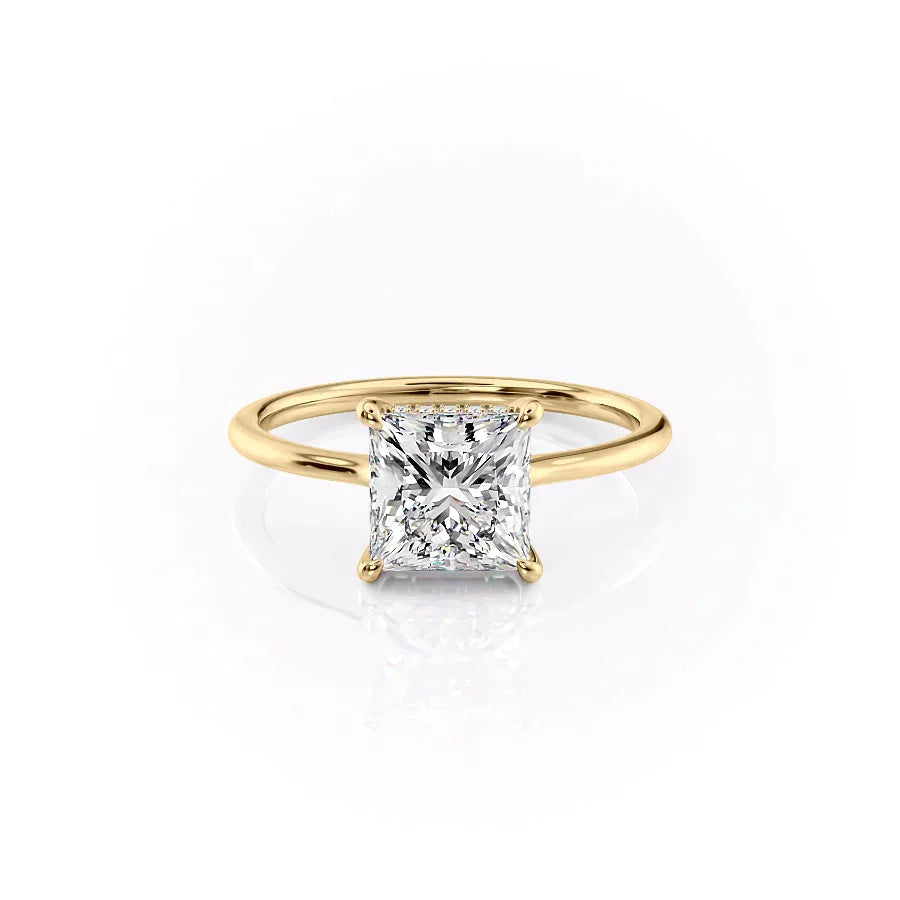 The Maia Set  With A 3 Carat Princess 18K Yellow Gold Moissanite