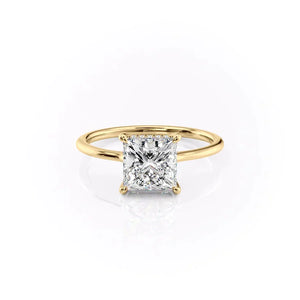 The Maia Set  With A 4.5 Carat Princess 14K Yellow Gold Moissanite