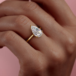 The Maia Set  With A 3 Carat Pear 18K Yellow Gold Moissanite