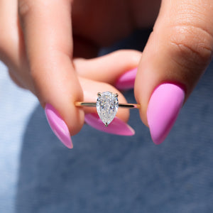 The Maia Set  With A 3 Carat Pear 18K Yellow Gold Moissanite