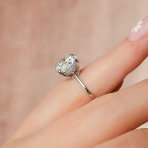The Maia Set  With A 3.5 Carat Round 18K White Gold Moissanite