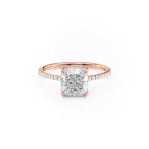 The Pave Maia Set With A 2 Carat Cushion 14K Rose Gold Lab Diamond