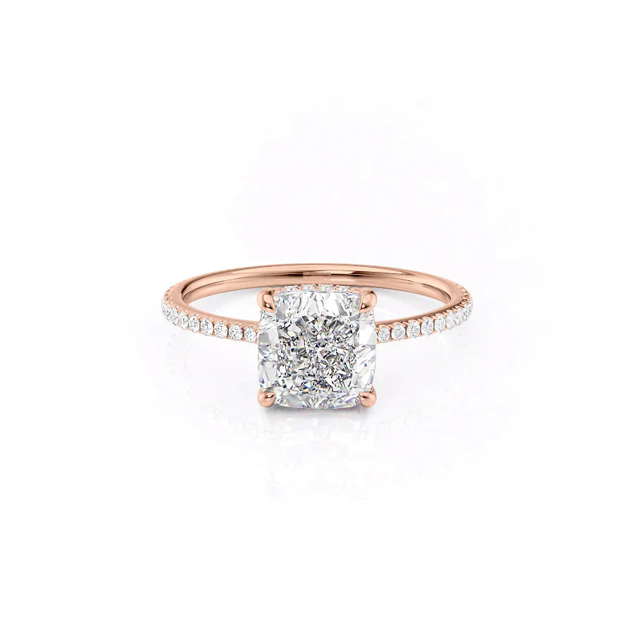 The Maia Set With A 1 Carat Cushion 14K Rose Gold Lab Diamond