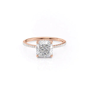 The Maia Set With A 1 Carat Cushion 14K Rose Gold Lab Diamond
