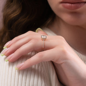 The Maia Set With A 1 Carat Cushion 14K Rose Gold Lab Diamond