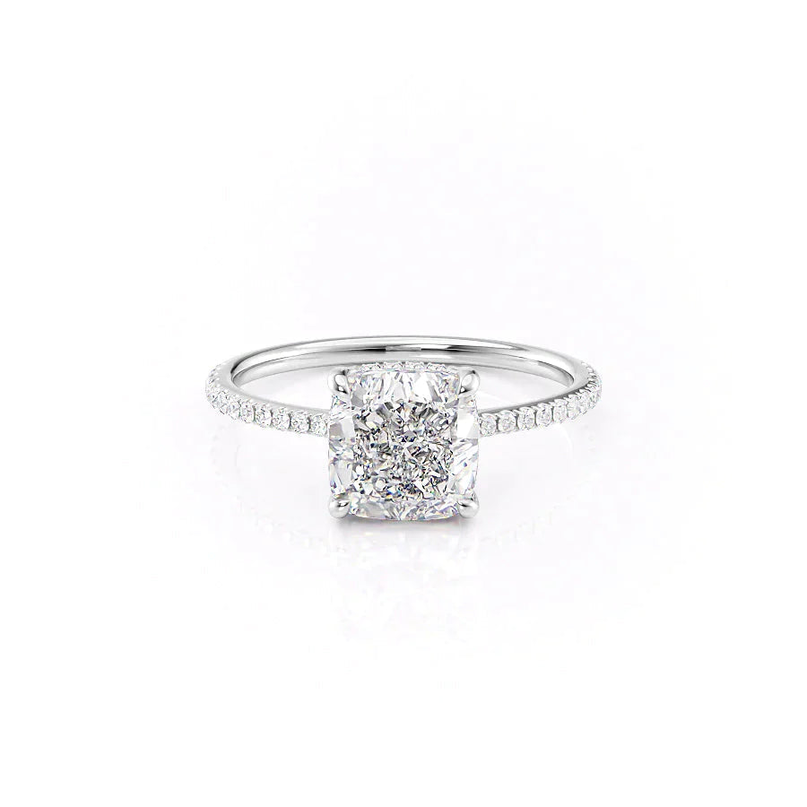 The Pave Maia Set With A 2.5 Carat Cushion 14K White Gold Lab Diamond