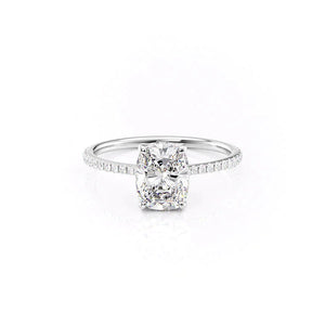 The Pave Maia Set With A 1.5 Carat E. Cushion 18K White Gold Lab Diamond