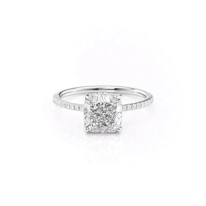 The Maia Set  With A 3 Carat Cushion 14K White Gold Moissanite