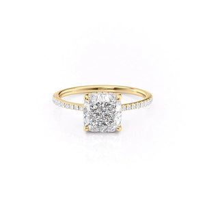 The Pave Maia Set With A 2.5 Carat Cushion 18K Yellow Gold Lab Diamond