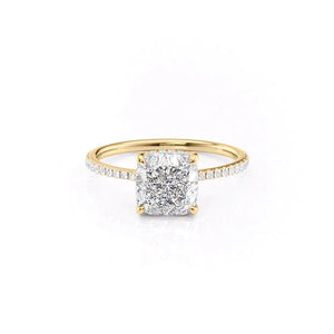 The Maia Set With A 2.5 Carat Cushion 18K Yellow Gold Lab Diamond