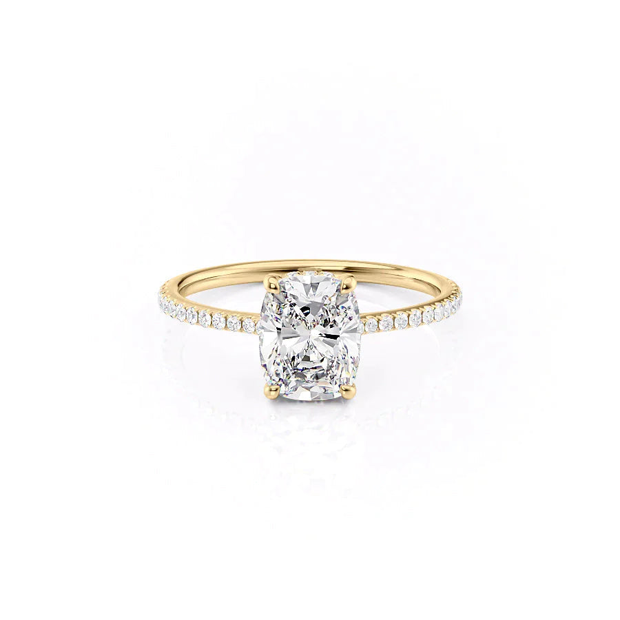 The Pave Maia Set With A 1.5 Carat E. Cushion 14K Yellow Gold Lab Diamond