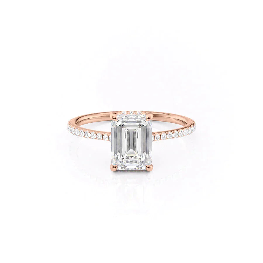The Maia Set With A 1 Carat Emerald 14K Rose Gold Lab Diamond