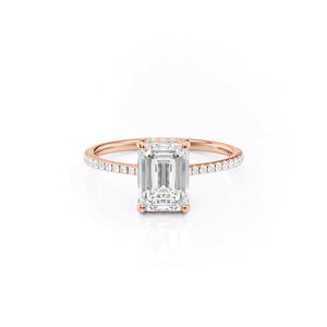The Maia Set With A 1 Carat Emerald 14K Rose Gold Lab Diamond