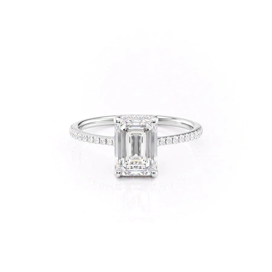 The Pave Maia Set With A 1.5 Carat Emerald 18K White Gold Lab Diamond