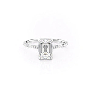 The Pave Maia Set With A 1.5 Carat Emerald 18K White Gold Lab Diamond