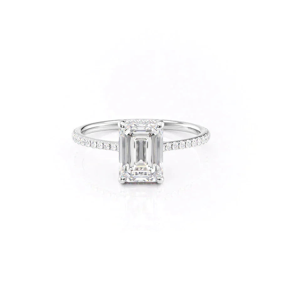 The Maia Set With A 1.5 Carat Emerald 14K White Gold Lab Diamond