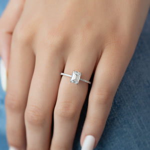 The Pave Maia Set With A 2 Carat Emerald 14K White Gold Lab Diamond