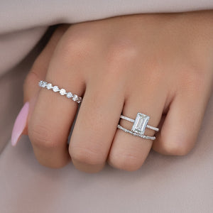 The Pave Maia Set With A 3 Carat Emerald 14K White Gold Lab Diamond
