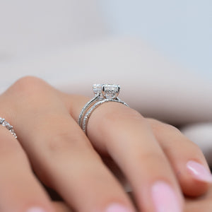 The Pave Maia Set With A 2.5 Carat Emerald 14K White Gold Lab Diamond