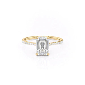 The Pave Maia Set With A 1 Carat Emerald 18K Yellow Gold Lab Diamond