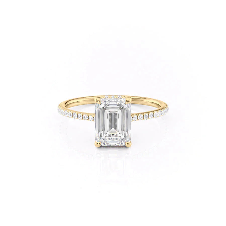 The Pave Maia Set With A 3 Carat Emerald 14K Yellow Gold Lab Diamond