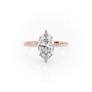The Pave Maia Set With A 1.5 Carat Marquise 14K Rose Gold Lab Diamond