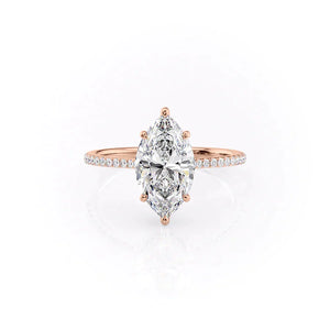 The Maia Set With A 1.5 Carat Marquise 14K Rose Gold Lab Diamond