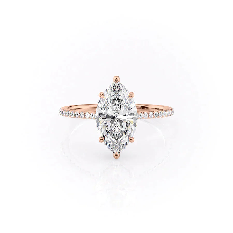 The Maia Set With A 3 Carat Marquise 14K Rose Gold Lab Diamond