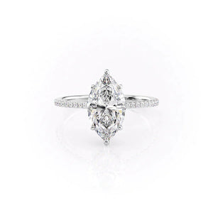 The Pave Maia Set With A 1.5 Carat Marquise 18K White Gold Lab Diamond