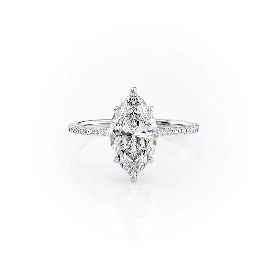 The Pave Maia Set With A 3 Carat Marquise 14K White Gold Lab Diamond
