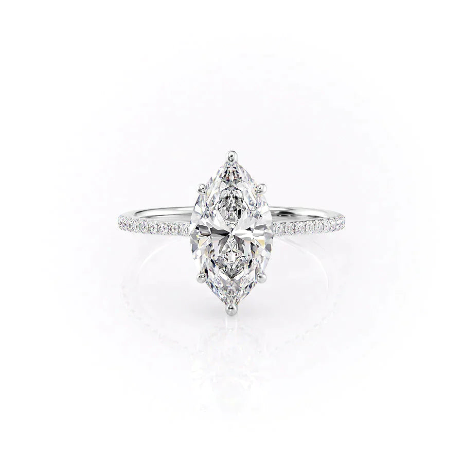 The Maia Set With A 2 Carat Marquise 14K White Gold Lab Diamond