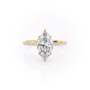 The Pave Maia Set With A 1.5 Carat Marquise 18K Yellow Gold Lab Diamond
