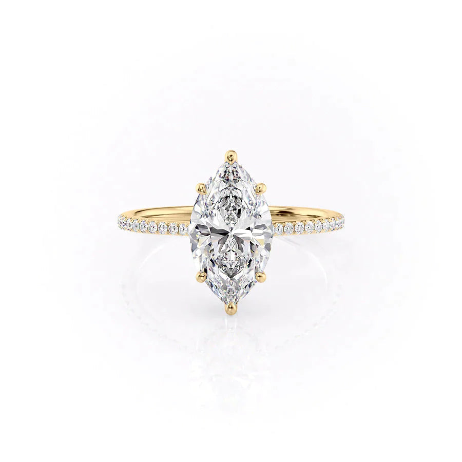The Pave Maia Set With A 1 Carat Marquise 18K Yellow Gold Lab Diamond