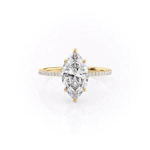 The Maia Set With A 1 Carat Marquise 14K Yellow Gold Lab Diamond