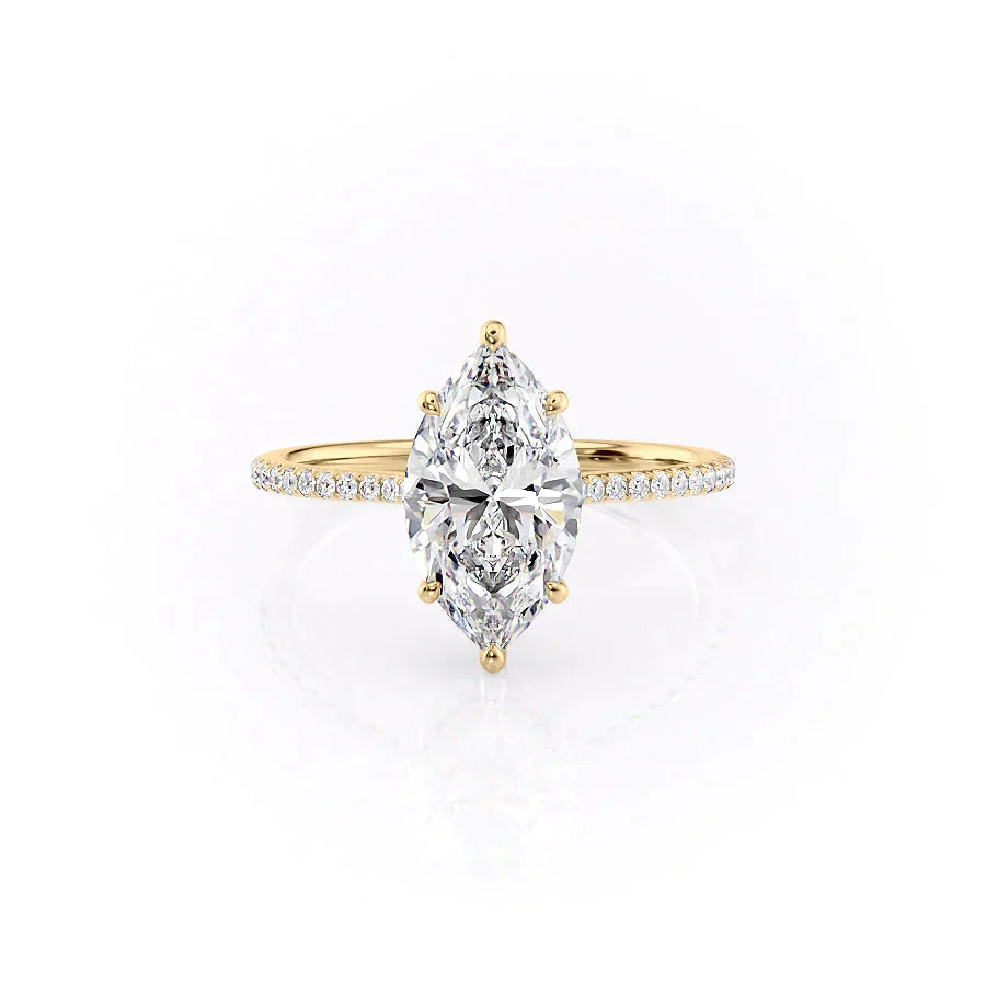 The Maia Set With A 2.5 Carat Marquise 18K Yellow Gold Lab Diamond