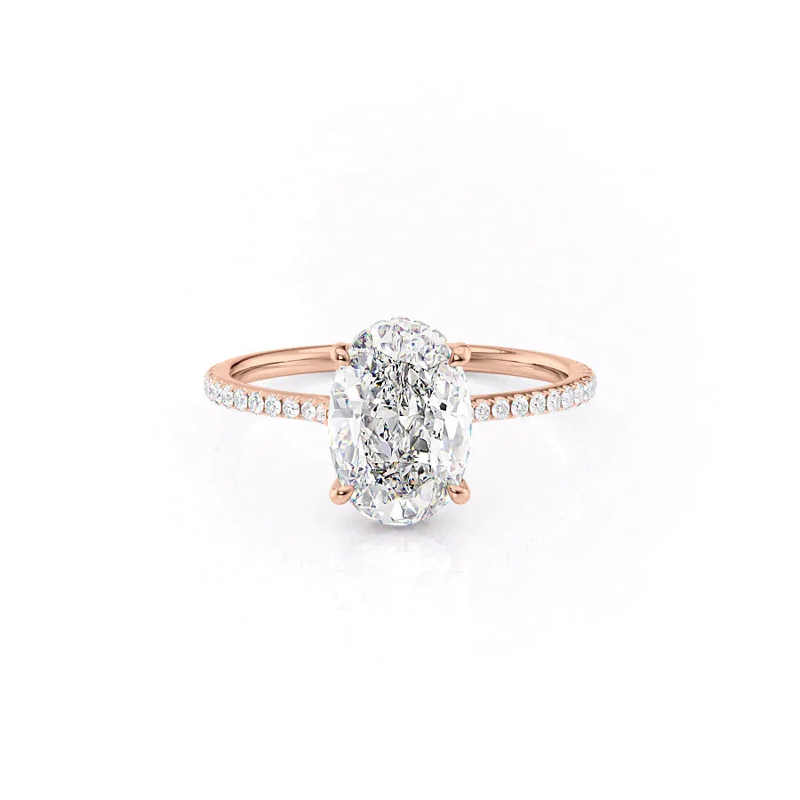 The Maia Set With A 1.5 Carat Oval 14K Rose Gold Lab Diamond