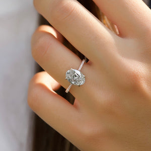 The Pave Maia Set With A 1 Carat Oval 14K Rose Gold Lab Diamond