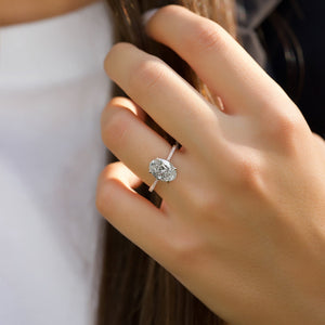 The Pave Maia Set With A 3 Carat Oval 14K Rose Gold Lab Diamond