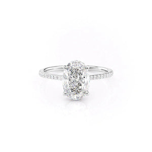 The Pave Maia Set With A 2 Carat Oval 14K White Gold Lab Diamond