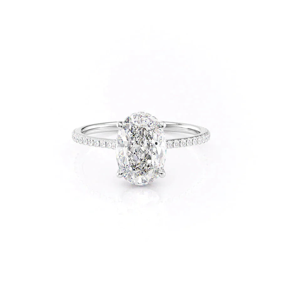 The Maia Set With A 2.5 Carat Oval 14K White Gold Lab Diamond