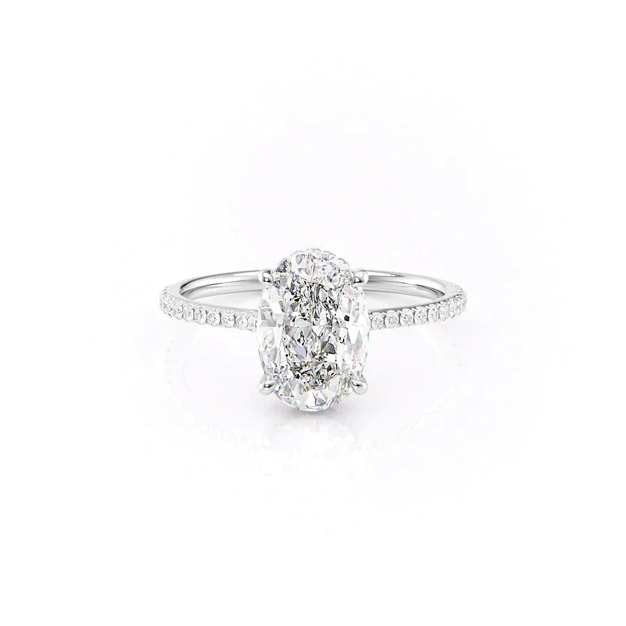 The Pave Maia Set With A 1.5 Carat Oval 14K White Gold Lab Diamond