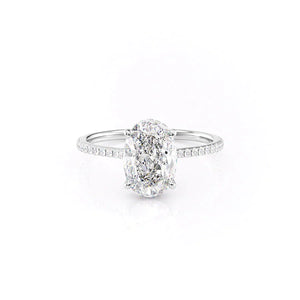 The Maia Set With A 1 Carat Oval 14K White Gold Lab Diamond
