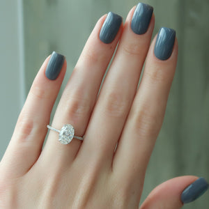 The Pave Maia Set With A 2 Carat Oval 18K White Gold Lab Diamond