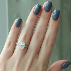 The Maia Set With A 1 Carat Oval 14K White Gold Lab Diamond