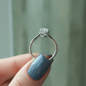 The Pave Maia Set With A 1 Carat Oval 18K White Gold Lab Diamond