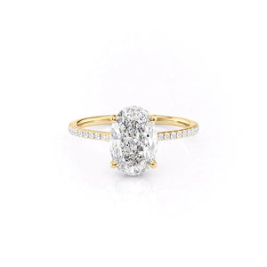 The Pave Maia Set With A 1 Carat Oval 18K Yellow Gold Lab Diamond