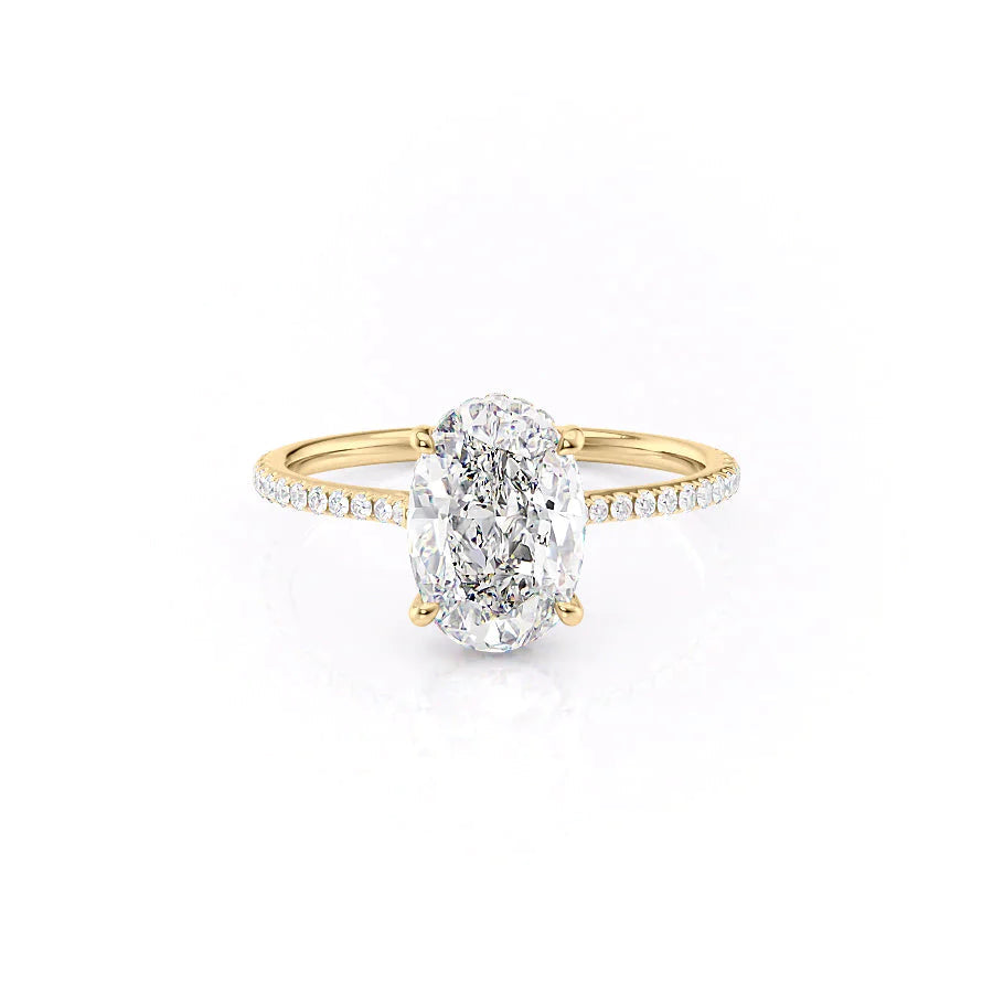 The Pave Maia Set With A 1.5 Carat Oval 14K Yellow Gold Lab Diamond