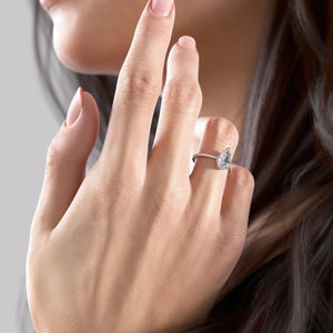 The Pave Maia Set With A 1 Carat Pear 14K Rose Gold Lab Diamond
