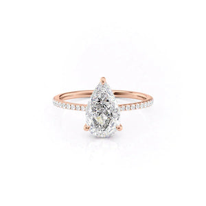 The Pave Maia Set With A 1 Carat Pear 14K Rose Gold Lab Diamond