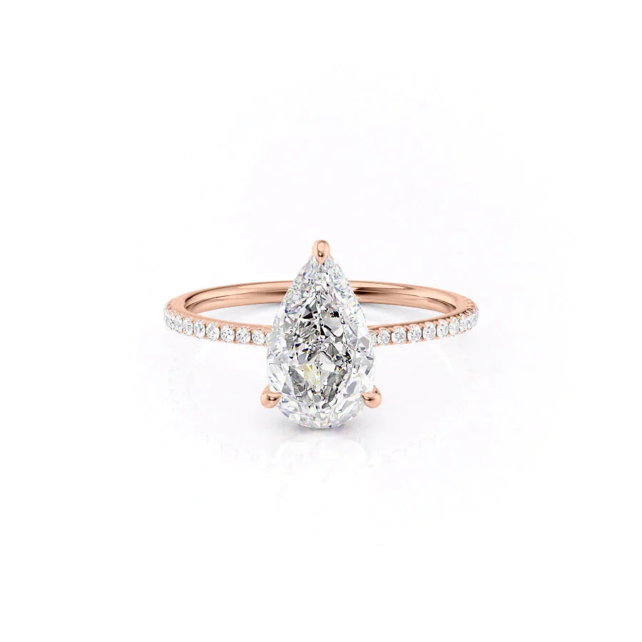 The Maia Set With A 1 Carat Pear 14K Rose Gold Lab Diamond